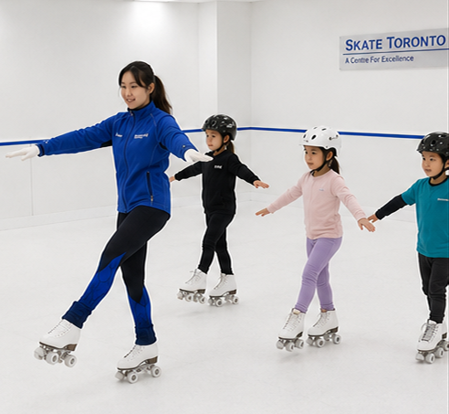 Children learning roller skating in Toronto